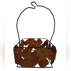 VINTAGE METAL LEAF BASKET WITH PUMPKIN SHAPE HANDLE 🍂🍁🍂